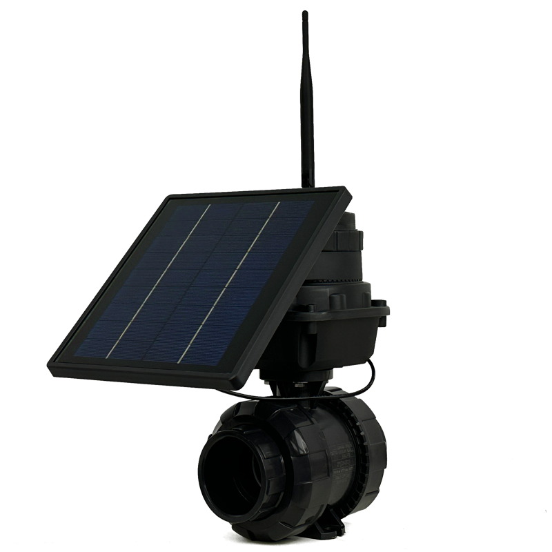 Sistema solar de control remoto LoRa Riego agrícola alimentado por energía DN50 Válvula de bola inteligente UPVC